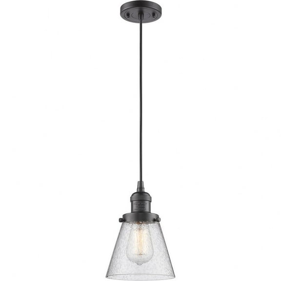 201C-OB-G64-Innovations Lighting-Cone - 1 Light Cord Hung Mini Pendant In Industrial Style-8 Inches Tall and 6 Inches Wide-Oil Rubbed Bronze
