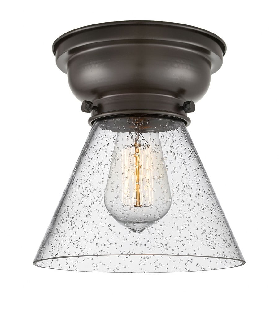 623-1F-OB-G44-Innovations Lighting-Cone - 1 Light Flush Mount In Industrial Style-7.4 Inches Tall and 7.75 Inches Wide-Oil Rubbed Bronze Finish-Seedy