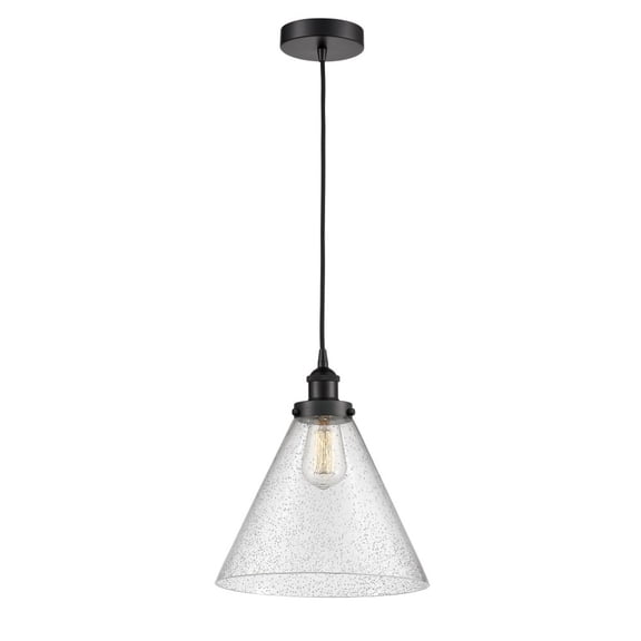 616-1PH-BK-G44-L Innovations Lighting Cone - 1 Light Mini Pendant In Industrial Style-14.75 Inches Tall and 12 Inches Wide-Matte Black Finish-Seedy