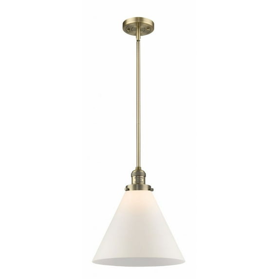 201S-BB-G41-L Innovations Lighting Cone - 1 Light Mini Pendant In Industrial Style-16 Inches Tall and 12 Inches Wide-Brushed Brass Finish-Matte White