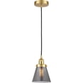 thumbnail image 1 of 616-1PH-SG-G63 Innovations Lighting Cone - 1 Light Mini Pendant In Industrial Style-8 Inches Tall and 6 Inches Wide-Satin Gold Finish-Light Smoke, 1 of 2