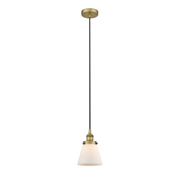 616-1PH-BB-G61 Innovations Lighting Cone - 1 Light Mini Pendant In Industrial Style-9.5 Inches Tall and 6.25 Inches Wide-Brushed Brass Finish-Matte