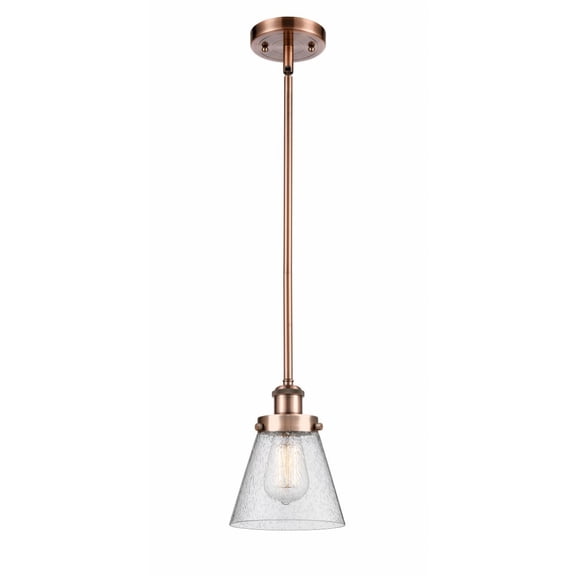 916-1S-AC-G64 Innovations Lighting Cone - 1 Light Stem Hung Mini Pendant In Industrial Style-9 Inches Tall and 6 Inches Wide-Antique Copper