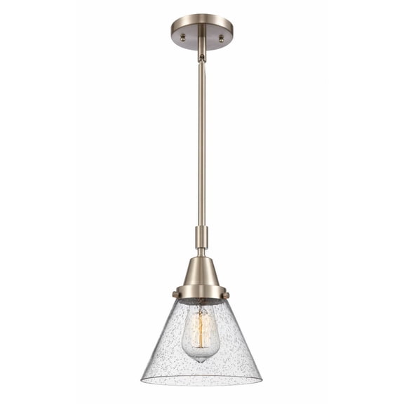 447-1S-SN-G44 Innovations Lighting Cone - 1 Light Stem Hung Mini Pendant In Industrial Style-11.13 Inches Tall and 8 Inches Wide-Brushed Satin Nickel