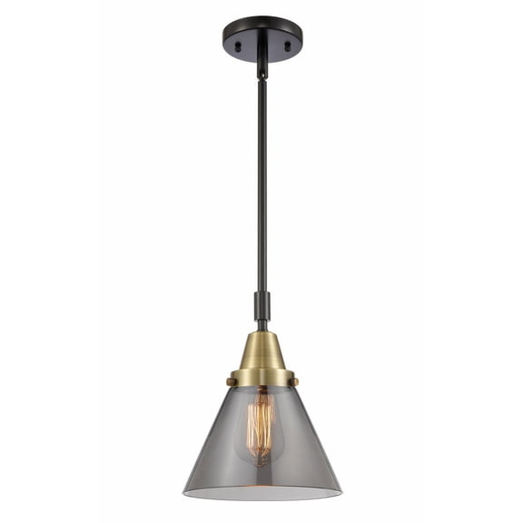 447-1S-BAB-G43 Innovations Lighting Cone - 1 Light Stem Hung Mini Pendant In Industrial Style-11.13 Inches Tall and 8 Inches Wide-Black Antique Brass