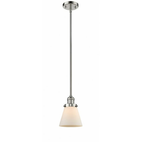 Innovations Lighting Franklin Restoration Cone - 1 Light 6" Stem Hung Mini Pendant Polished Nickel/Matte White
