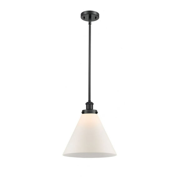 916-1S-BK-G41-L Innovations Lighting Cone - 1 Light Stem Hung Mini Pendant In Industrial Style-10 Inches Tall and 12 Inches Wide-Matte Black