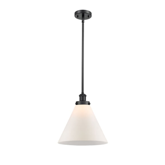 916-1S-BK-G41-L Innovations Lighting Cone - 1 Light Stem Hung Mini Pendant In Industrial Style-10 Inches Tall and 12 Inches Wide-Matte Black