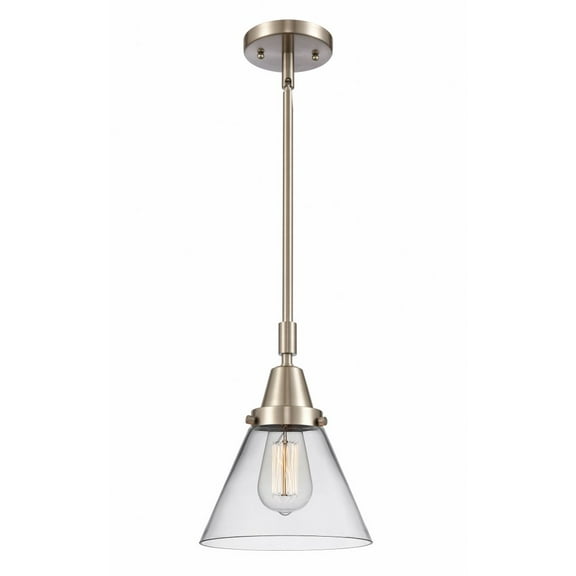 447-1S-SN-G42 Innovations Lighting Cone - 1 Light Stem Hung Mini Pendant In Industrial Style-11.13 Inches Tall and 8 Inches Wide-Brushed Satin Nickel