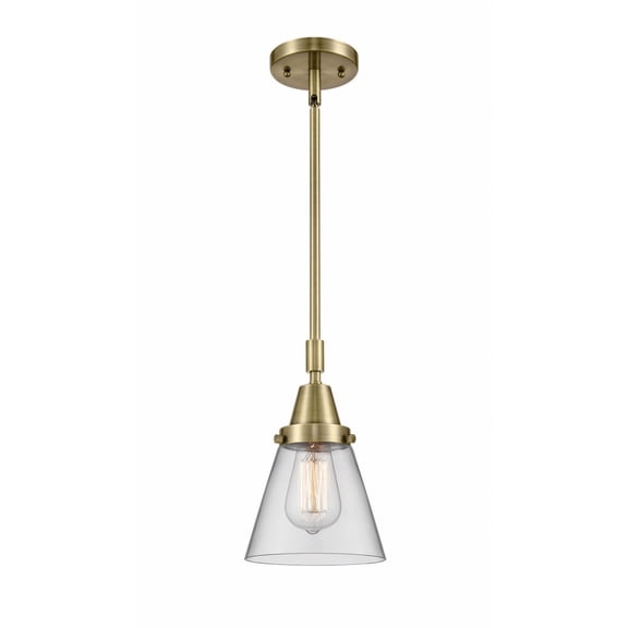 447-1S-AB-G62 Innovations Lighting Cone - 1 Light Stem Hung Mini Pendant In Industrial Style-9.13 Inches Tall and 6 Inches Wide-Antique Brass