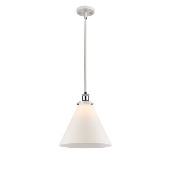 916-1S-WPC-G41-L Innovations Lighting Cone - 1 Light Stem Hung Mini Pendant In Industrial Style-10 Inches Tall and 12 Inches Wide-White/Polished