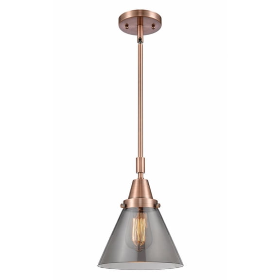 447-1S-AC-G43 Innovations Lighting Cone - 1 Light Stem Hung Mini Pendant In Industrial Style-11.13 Inches Tall and 8 Inches Wide-Antique Copper