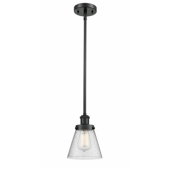 916-1S-BK-G64 Innovations Lighting Cone - 1 Light Stem Hung Mini Pendant In Industrial Style-9 Inches Tall and 6 Inches Wide-Matte Black Finish-Seedy