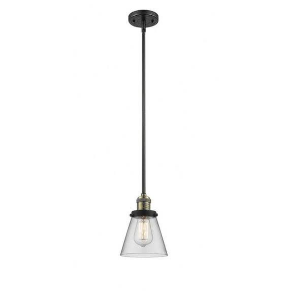 201S-BAB-G62-Innovations Lighting-Cone - 1 Light Stem Hung Mini Pendant In Industrial Style-8 Inches Tall and 6 Inches Wide-Black Antique Brass