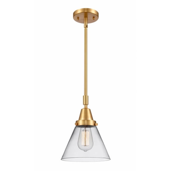 447-1S-SG-G42 Innovations Lighting Cone - 1 Light Stem Hung Mini Pendant In Industrial Style-11.13 Inches Tall and 8 Inches Wide-Satin Gold