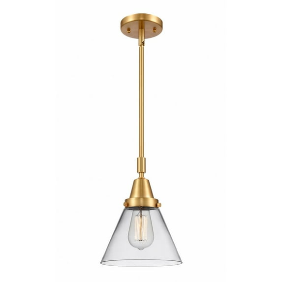447-1S-SG-G42 Innovations Lighting Cone - 1 Light Stem Hung Mini Pendant In Industrial Style-11.13 Inches Tall and 8 Inches Wide-Satin Gold