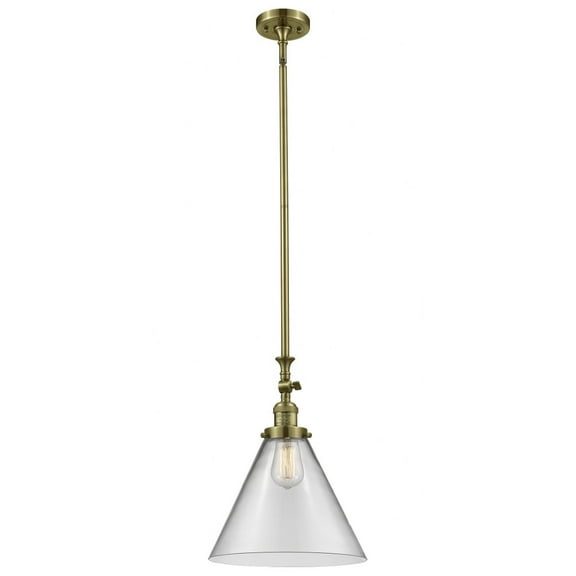 206-AB-G42-L Innovations Lighting Cone - 1 Light Stem Hung Tiltable Mini Pendant In Industrial Style-18 Inches Tall and 12 Inches Wide-Antique Brass
