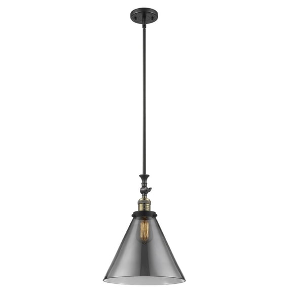 206-BAB-G43-L-Innovations Lighting-Cone - 1 Light Stem Hung Tiltable Mini Pendant In Industrial Style-18 Inches Tall and 12 Inches Wide-Black Antique