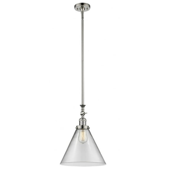 206-PN-G42-L Innovations Lighting Cone - 1 Light Stem Hung Tiltable Mini Pendant In Industrial Style-18 Inches Tall and 12 Inches Wide-Polished Nickel