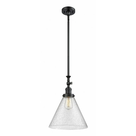 206-BK-G44-L-Innovations Lighting-Cone - 1 Light Stem Hung Tiltable Mini Pendant In Industrial Style-18 Inches Tall and 12 Inches Wide-Matte Black