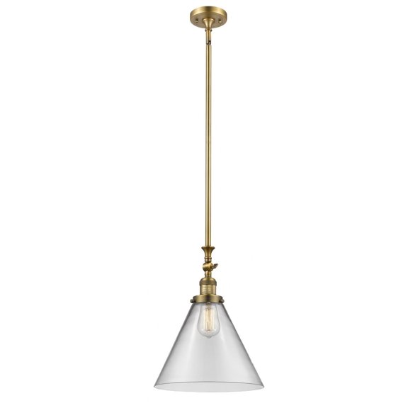 206-BB-G42-L Innovations Lighting Cone - 1 Light Stem Hung Tiltable Mini Pendant In Industrial Style-18 Inches Tall and 12 Inches Wide-Brushed Brass