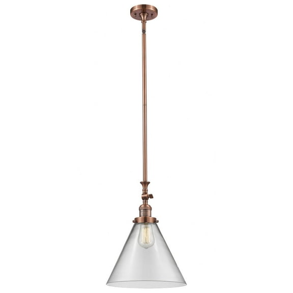206-AC-G42-L Innovations Lighting Cone - 1 Light Stem Hung Tiltable Mini Pendant In Industrial Style-18 Inches Tall and 12 Inches Wide-Antique Copper