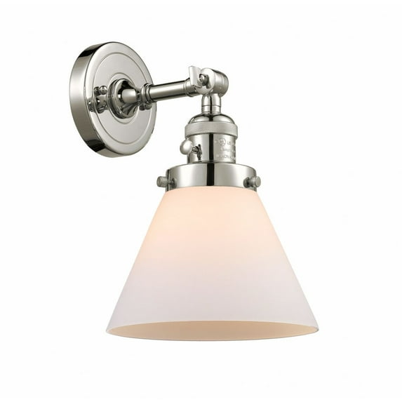 203SW-PN-G41 Innovations Lighting Cone - 1 Light Wall Sconce In Industrial Style-10 Inches Tall and 8 Inches Wide-Polished Nickel Finish-Matte White