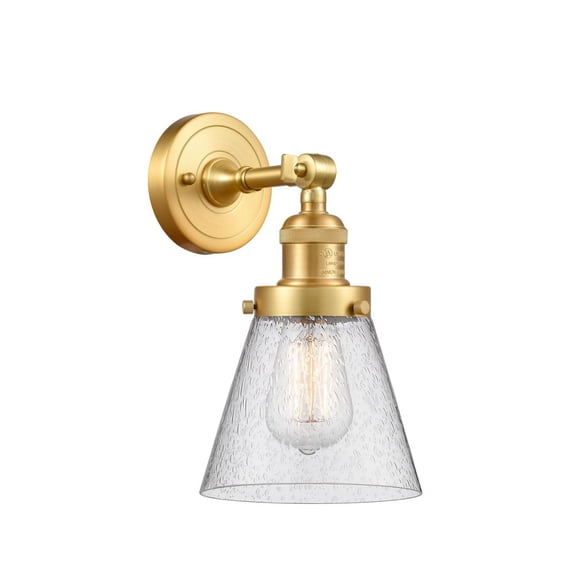 203-SG-G64 Innovations Lighting Cone - 1 Light Wall Sconce In Industrial Style-10 Inches Tall and 6.25 Inches Wide-Satin Gold Finish-Seedy Glass Color