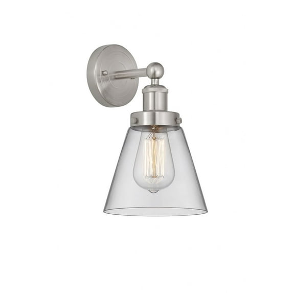 616-1W-SN-G62 Innovations Lighting Cone - 1 Light Wall Sconce In Industrial Style-10 Inches Tall and 6.5 Inches Wide-Brushed Satin Nickel Finish-Clear