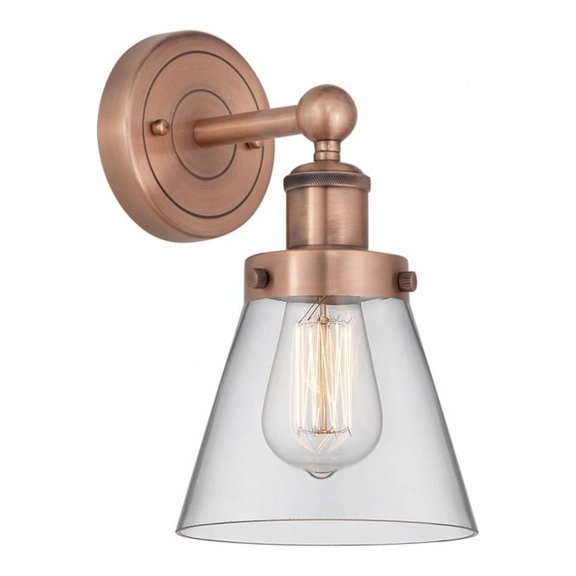 616-1W-AC-G62 Innovations Lighting Cone - 1 Light Wall Sconce In Industrial Style-10 Inches Tall and 6.5 Inches Wide-Antique Copper Finish-Clear Glass