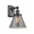 thumbnail image 1 of 916-1W-BK-G43 Innovations Lighting Cone - 1 Light Wall Sconce In Industrial Style-13 Inches Tall and 8 Inches Wide-Matte Black Finish-Light Smoke, 1 of 3