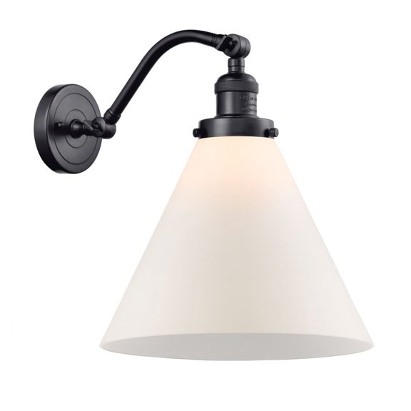 515-1W-BK-G41-L Innovations Lighting Cone - 1 Light Wall Sconce In Industrial Style-14 Inches Tall and 12 Inches Wide-Matte Black Finish-Matte White