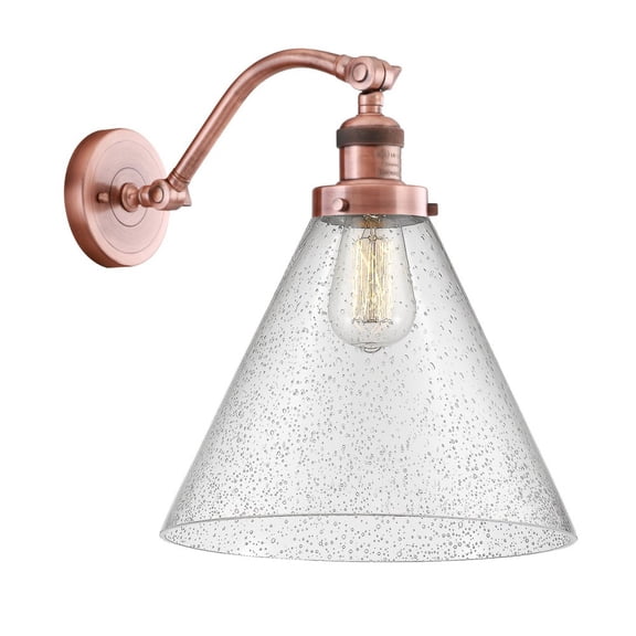515-1W-AC-G44-L Innovations Lighting Cone - 1 Light Wall Sconce In Industrial Style-14 Inches Tall and 12 Inches Wide-Antique Copper Finish-Seedy