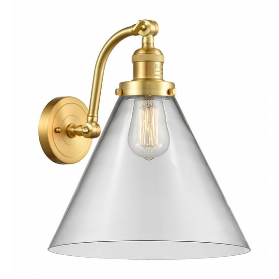 515-1W-SG-G42-L Innovations Lighting Cone - 1 Light Wall Sconce In Industrial Style-14 Inches Tall and 12 Inches Wide-Satin Gold Finish-Clear Glass