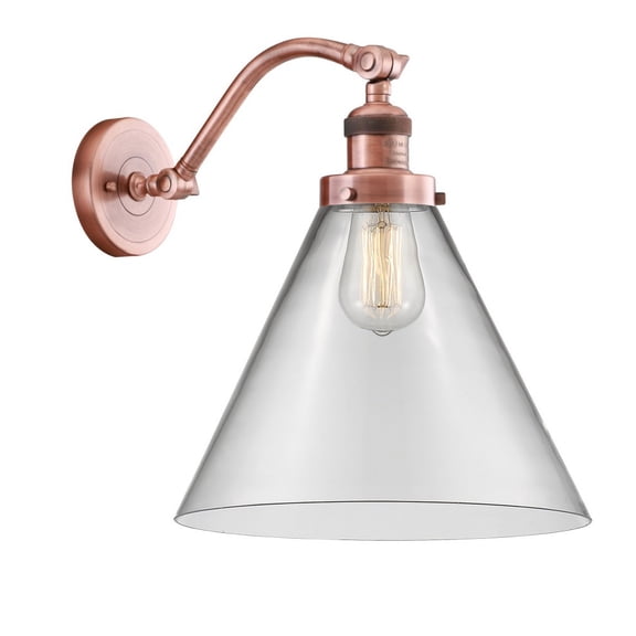 515-1W-AC-G42-L Innovations Lighting Cone - 1 Light Wall Sconce In Industrial Style-14 Inches Tall and 12 Inches Wide-Antique Copper Finish-Clear