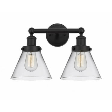 616-2W-BK-G42-Innovations Lighting-Cone - 2 Light Bath Vanity In Industrial Style-10 Inches Tall and 15.5 Inches Wide-Matte Black Finish-Clear Glass