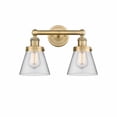 thumbnail image 1 of 616-2W-BB-G62 Innovations Lighting Cone - 2 Light Bath Vanity In Industrial Style-10 Inches Tall and 15.5 Inches Wide-Brushed Brass Finish-Clear Glass, 1 of 2
