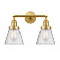 thumbnail image 1 of 208-SG-G64 Innovations Lighting Cone - 2 Light Bath Vanity In Industrial Style-10 Inches Tall and 16 Inches Wide-Satin Gold Finish-Seedy Glass Color, 1 of 4