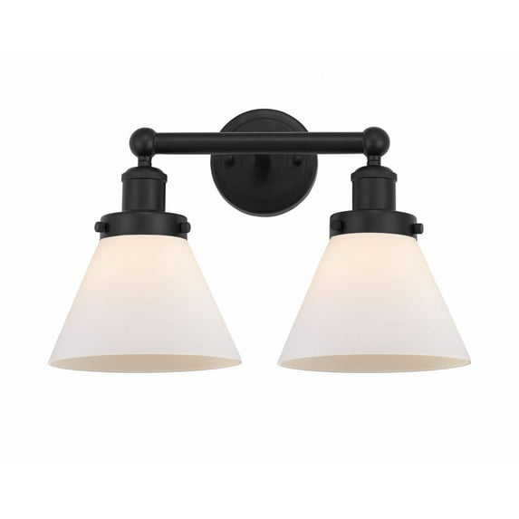 616-2W-BK-G41 Innovations Lighting Cone - 2 Light Bath Vanity In Industrial Style-10 Inches Tall and 15.5 Inches Wide-Matte Black Finish-Matte White