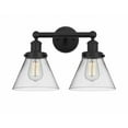 thumbnail image 1 of 616-2W-BK-G42 Innovations Lighting Cone - 2 Light Bath Vanity In Industrial Style-10 Inches Tall and 15.5 Inches Wide-Matte Black Finish-Clear Glass, 1 of 2
