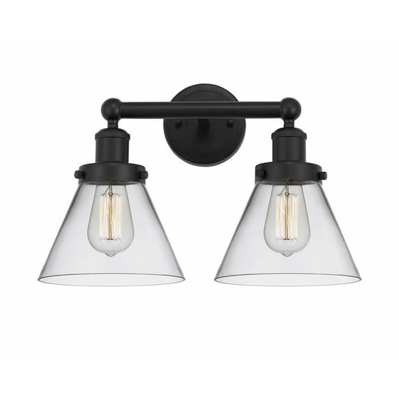 616-2W-BK-G42 Innovations Lighting Cone - 2 Light Bath Vanity In Industrial Style-10 Inches Tall and 15.5 Inches Wide-Matte Black Finish-Clear Glass