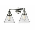 thumbnail image 1 of 208-PN-G44 Innovations Lighting Cone - 2 Light Bath Vanity In Industrial Style-11 Inches Tall and 18 Inches Wide-Polished Nickel Finish-Seedy Glass, 1 of 2
