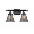 thumbnail image 1 of 916-2W-BK-G63 Innovations Lighting Cone - 2 Light Bath Vanity In Industrial Style-11 Inches Tall and 16 Inches Wide-Matte Black Finish-Light Smoke, 1 of 3