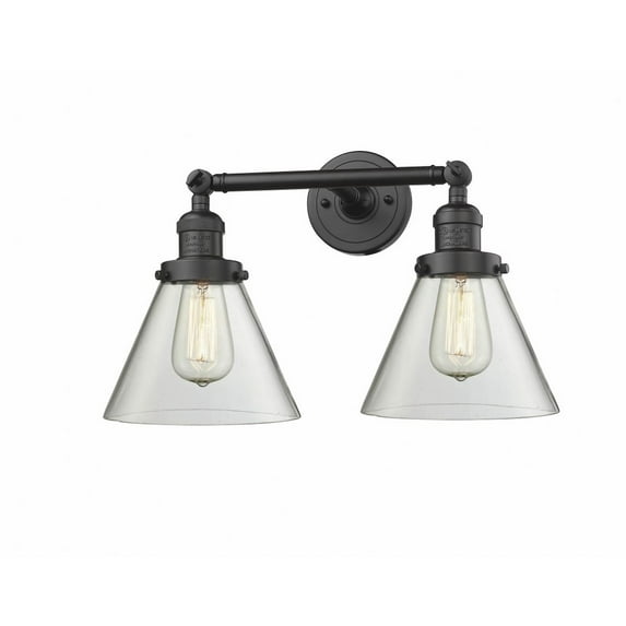 208-OB-G42 Innovations Lighting Cone - 2 Light Bath Vanity In Industrial Style-11 Inches Tall and 18 Inches Wide-Oil Rubbed Bronze Finish-Clear Glass