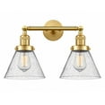 thumbnail image 1 of 208-SG-G44 Innovations Lighting Cone - 2 Light Bath Vanity In Industrial Style-11 Inches Tall and 18 Inches Wide-Satin Gold Finish-Seedy Glass Color, 1 of 2