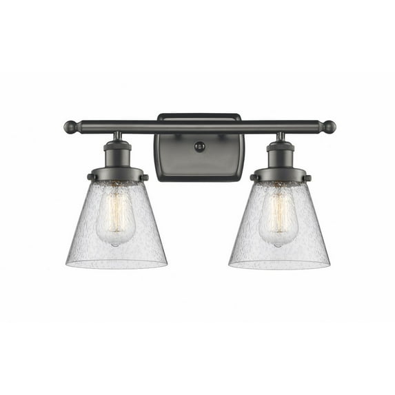 916-2W-OB-G64 Innovations Lighting Cone - 2 Light Bath Vanity In Industrial Style-11 Inches Tall and 16 Inches Wide-Oil Rubbed Bronze Finish-Seedy