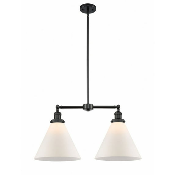 209-BK-G41-L Innovations Lighting Cone - 2 Light Island In Traditional Style-10 Inches Tall and 21 Inches Wide-Matte Black Finish-Matte White Glass