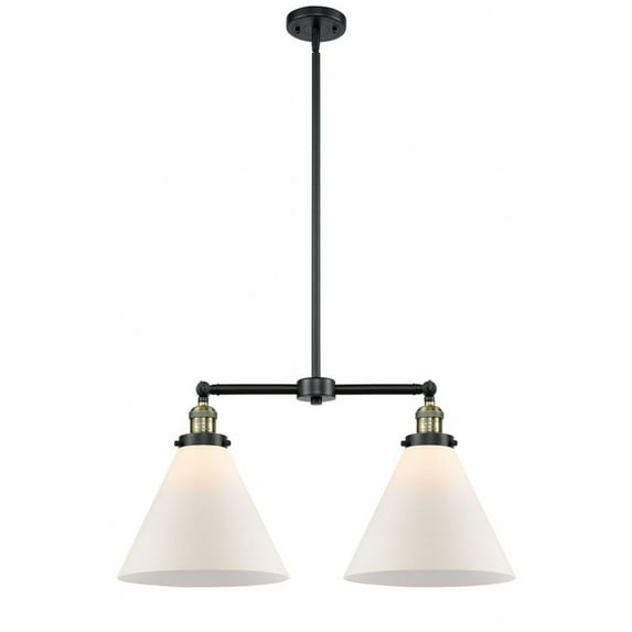 209-BAB-G41-L Innovations Lighting Cone - 2 Light Island In Traditional Style-10 Inches Tall and 21 Inches Wide-Black Antique Brass Finish-Matte White