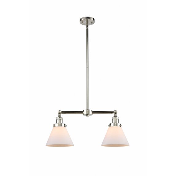 209-PN-G41 Innovations Lighting Cone - 2 Light Island In Traditional Style-10 Inches Tall and 21 Inches Wide-Polished Nickel Finish-Matte White Glass