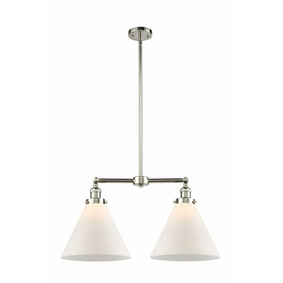 209-PN-G41-L Innovations Lighting Cone - 2 Light Island In Traditional Style-10 Inches Tall and 21 Inches Wide-Polished Nickel Finish-Matte White
